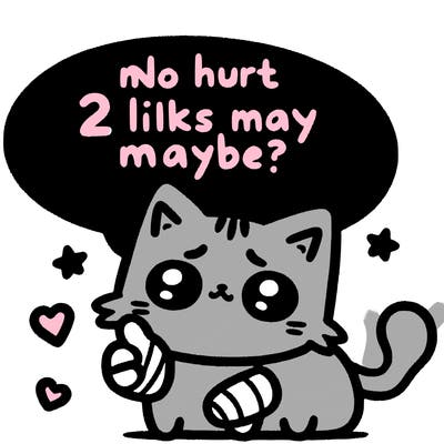 cute cat thats been hurt saiying 2 likes maybe