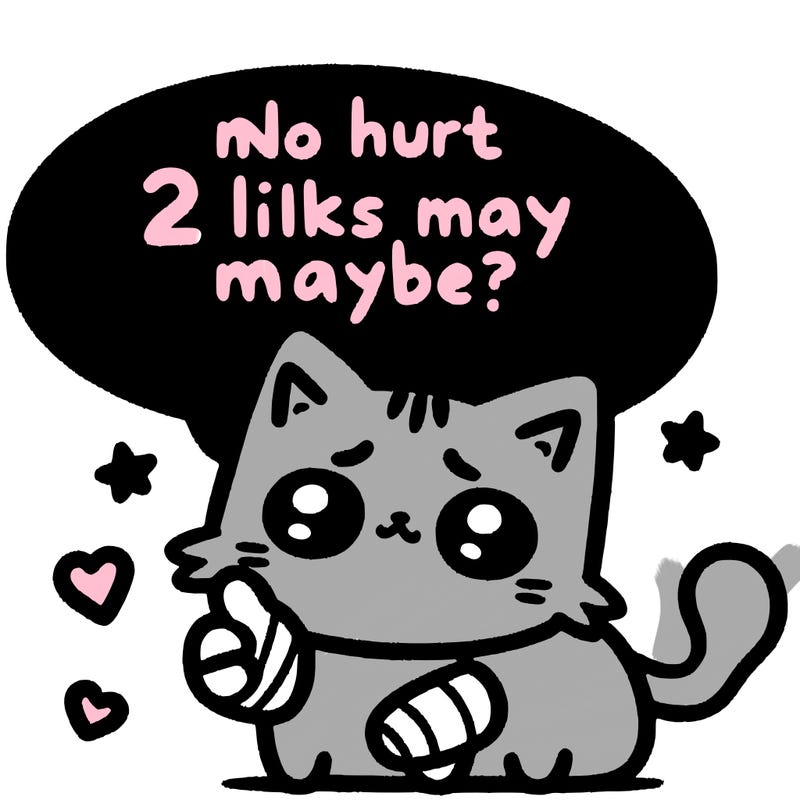 cute cat thats been hurt saiying 2 likes maybe