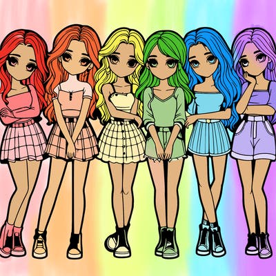 a group of girls realistic