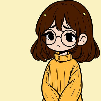 sad girl with glasses in a sweater
