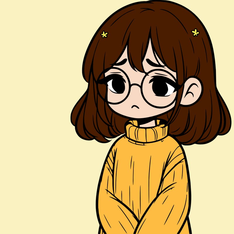 sad girl with glasses in a sweater
