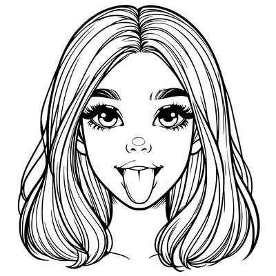 realistic girl with her tongue out