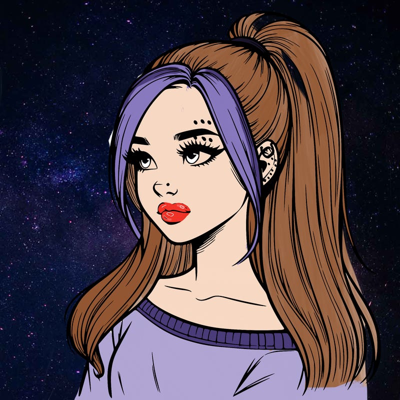 realistic girl with a high ponytail