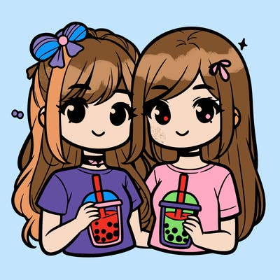 two girls who are bffs holding boba tea
