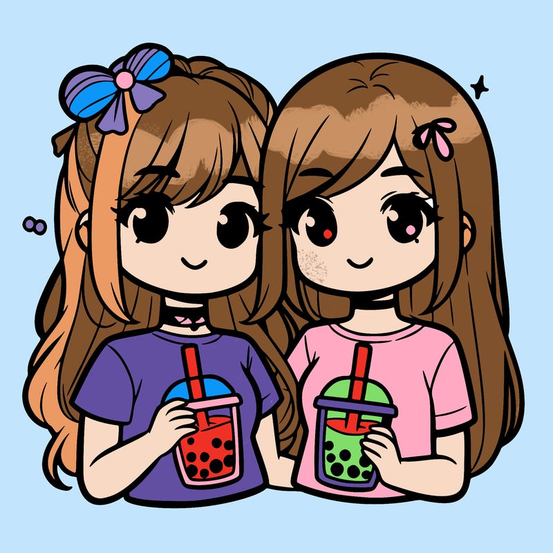 two girls who are bffs holding boba tea