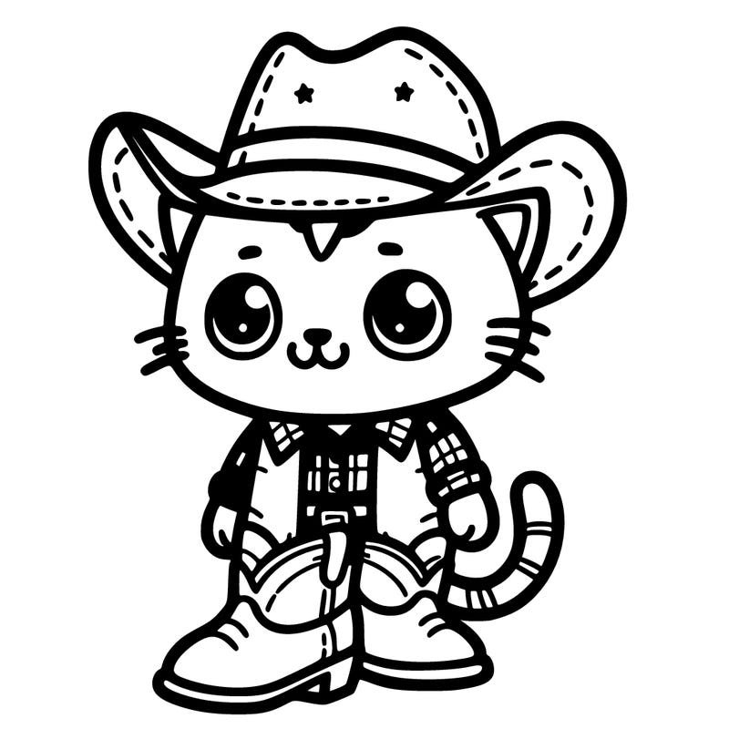 a cat wearing a cowboy hat and boots