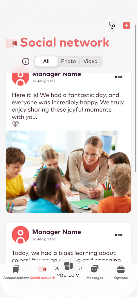 Ekid+ - Feed de rede social escolar privada no aplicativo móvel Ekid plus