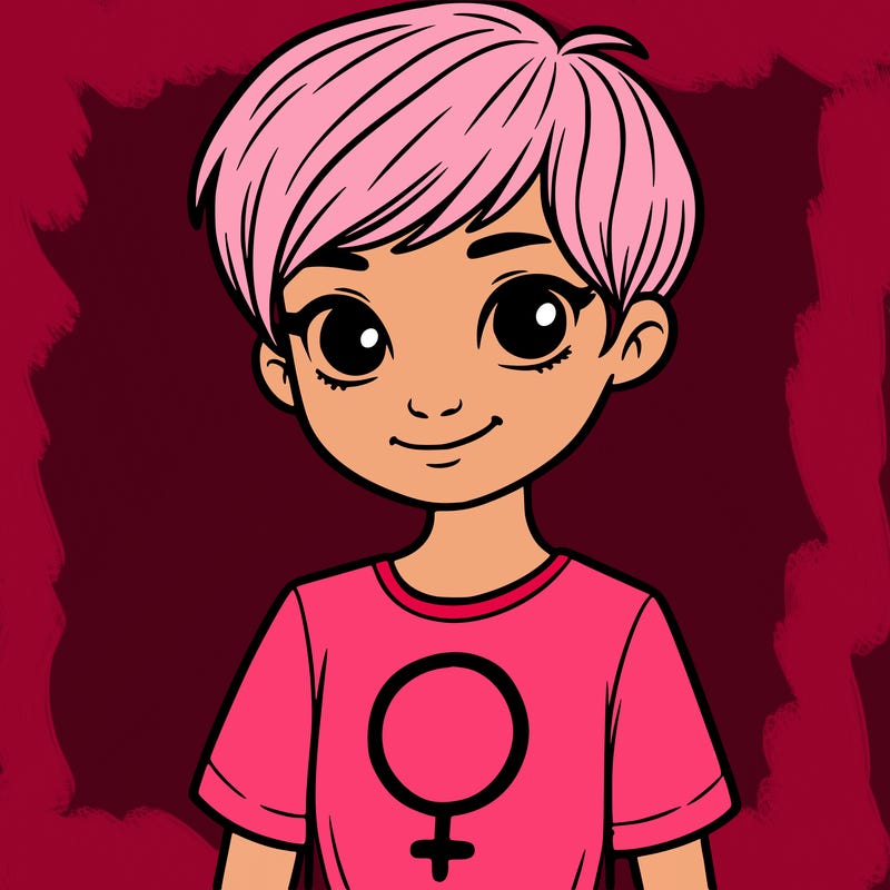girl with pixie cut and feminist shirt