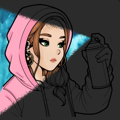 a realistic girl, spray painting