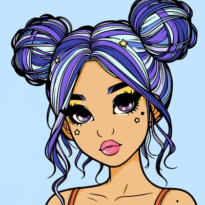 realistic girl with space buns