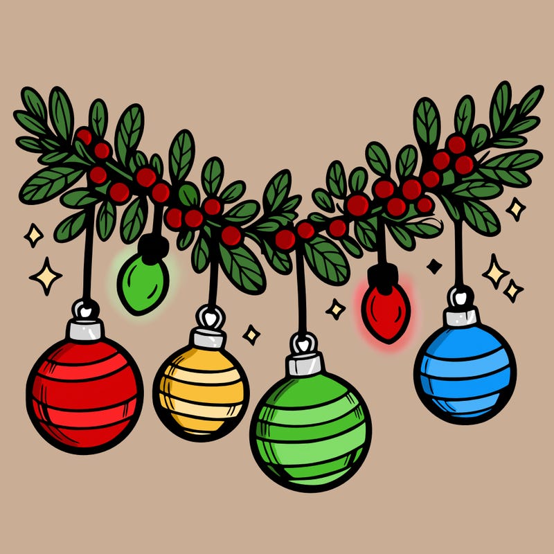 christmas garland with big bulbs