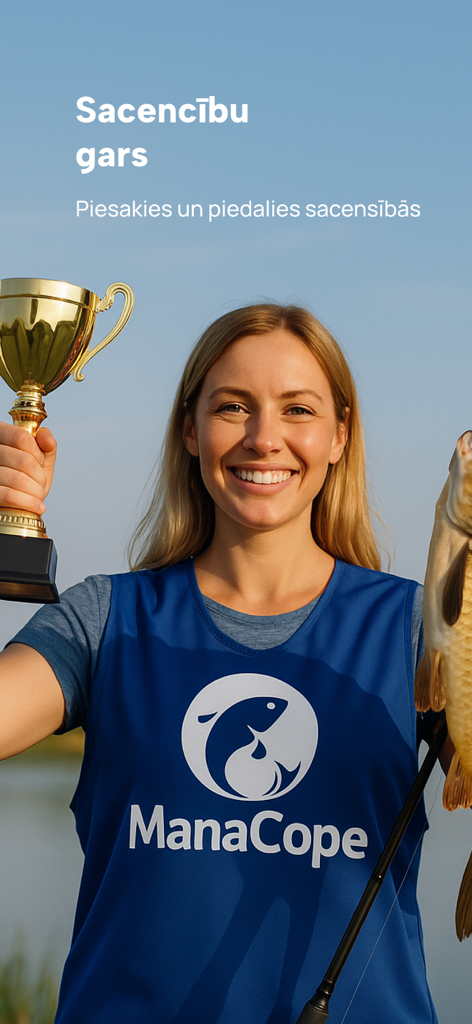 Mana Cope - A smiling woman holding a gold trophy and a large fish after a fishing competition