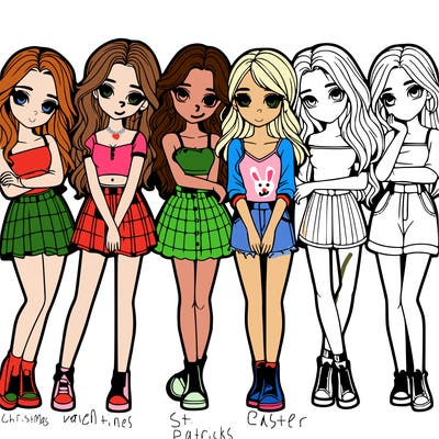 a group of girls realistic