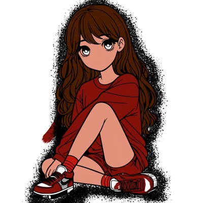 girl sitting realistic