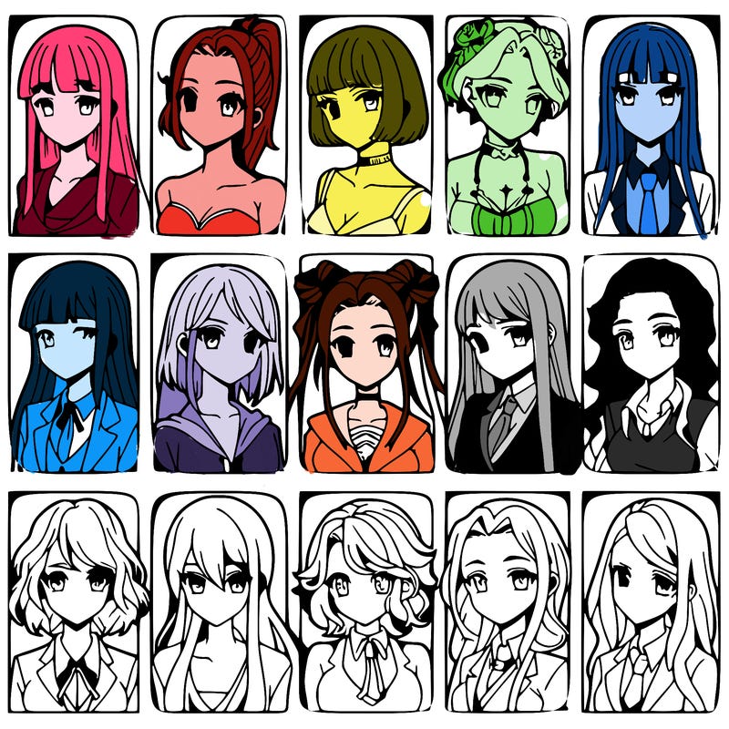 girls that look diffrent anime