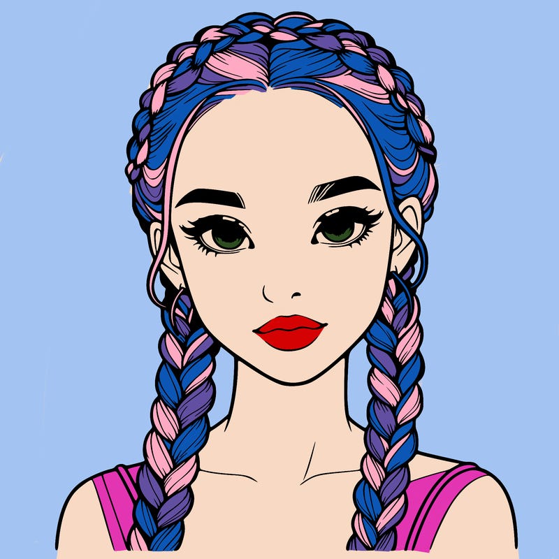 realistic girl with braids