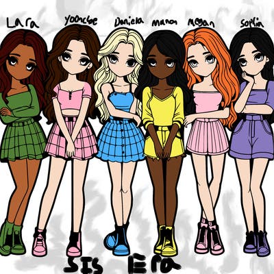 a group of girls realistic