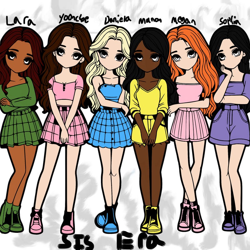 a group of girls realistic