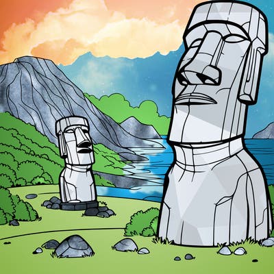 moai statue and landscape