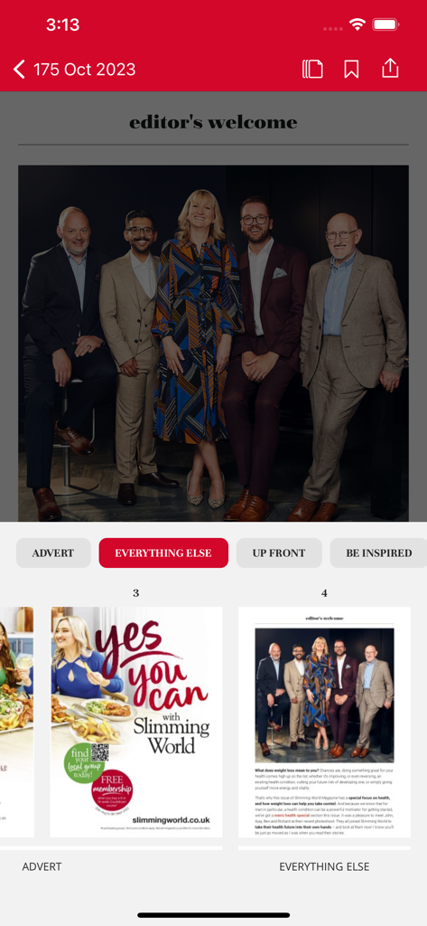 Slimming World Magazine - Editor's welcome page and success stories in the Slimming World Magazine app
