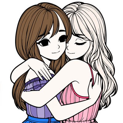 realistic girls hugging