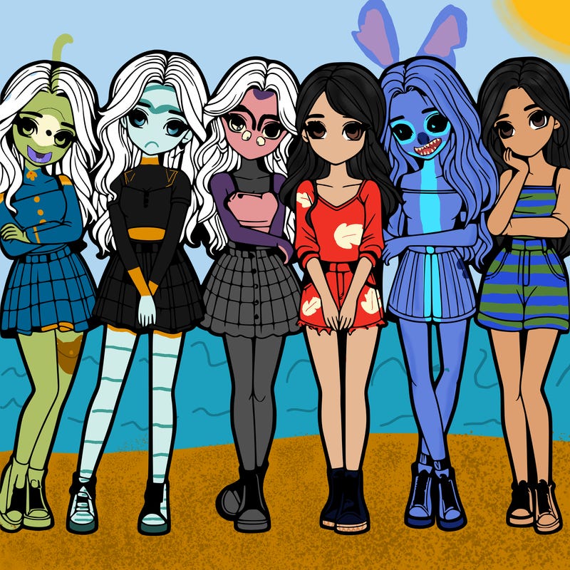 a group of girls realistic