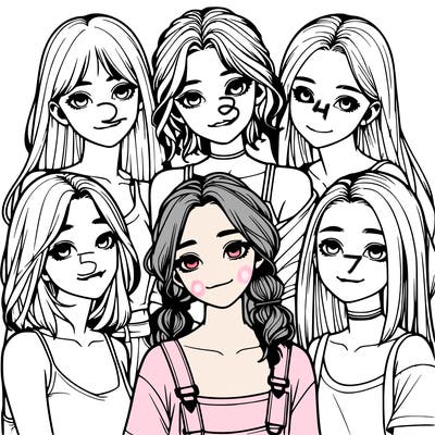 a group of girls realistic