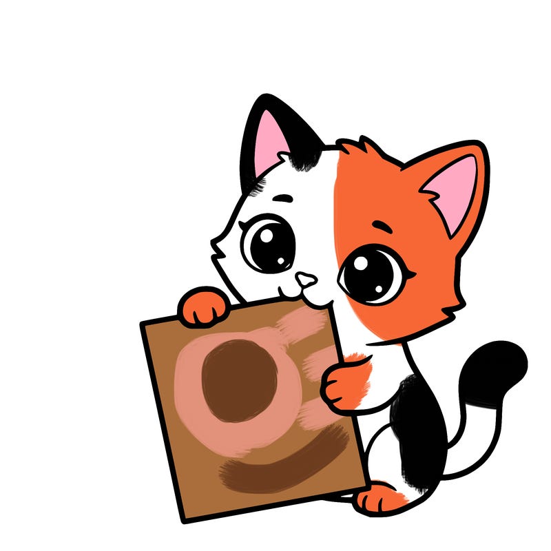 a small cat with a blank sheet of paper in its hand. the cat is sooooooo cute!