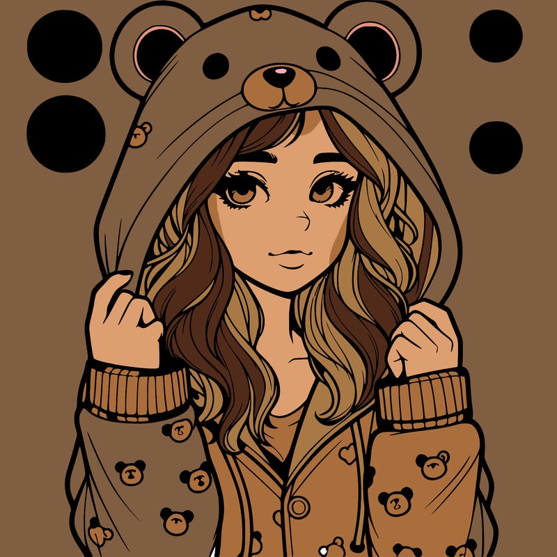realistic girl in a animal pjs hoodie