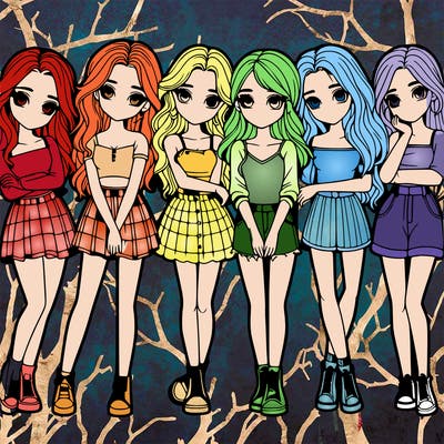 a group of girls realistic