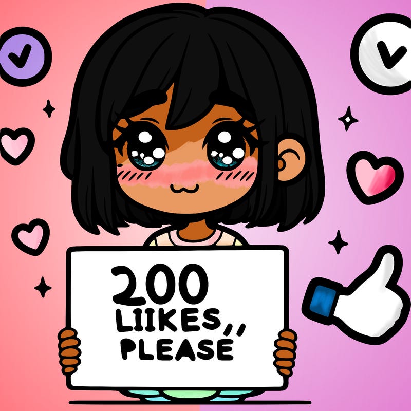 a girl with a sign saying 100 likes, please