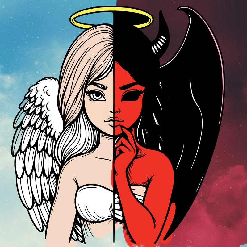 realistic angel half demon