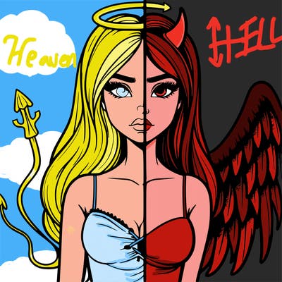 devil vs angel realistic girl