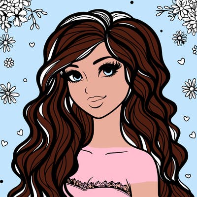 pretty woman with long wavy hair