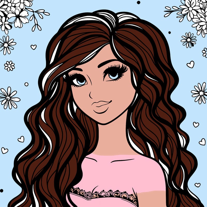 pretty woman with long wavy hair