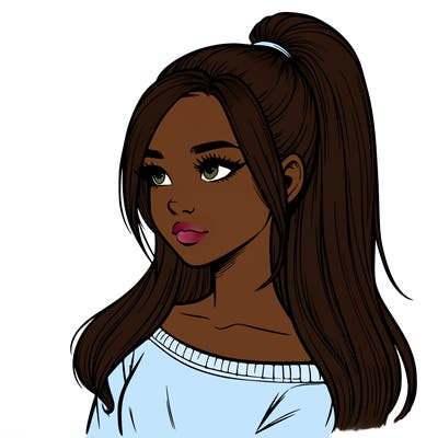 realistic girl with a high ponytail