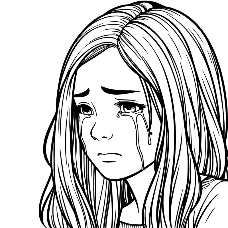 realistic sad teenage girl crying
