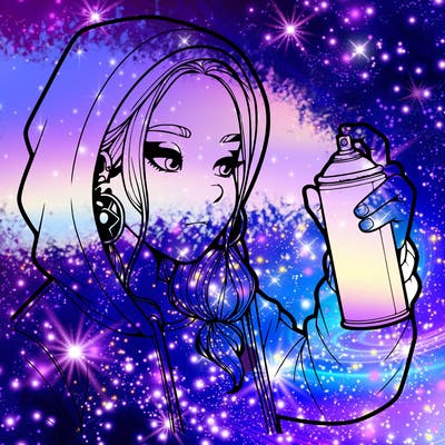 a realistic girl, spray painting