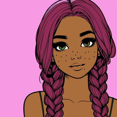 realistic girl with braids