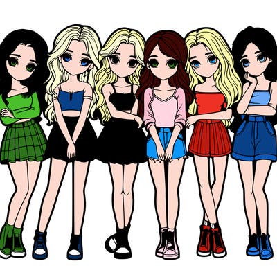 a group of girls realistic