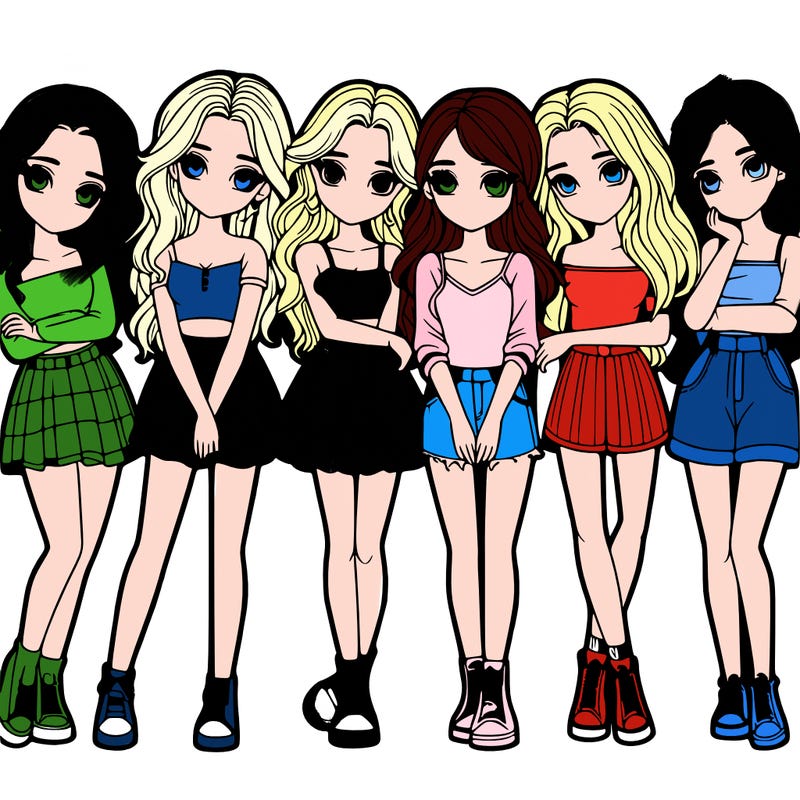 a group of girls realistic