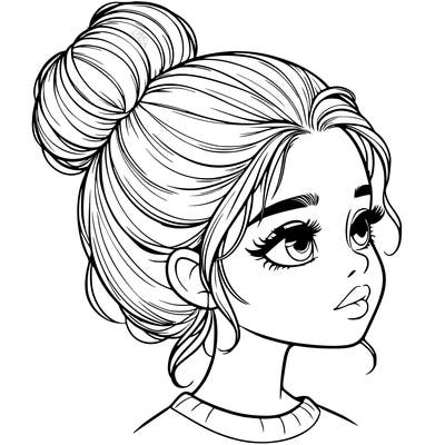 realistic girl with bun