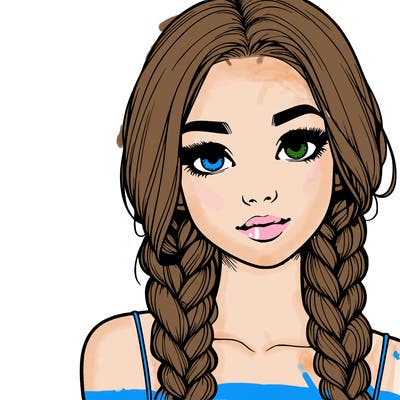 realistic girl with braids