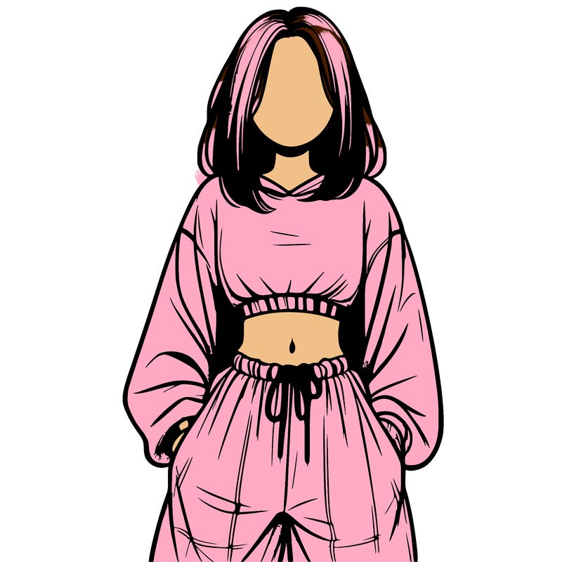 realistic girl faceless with baggy pants and a crop top