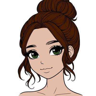 realistic pretty girl with hair in bun