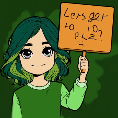 realistic girl holding up a sign