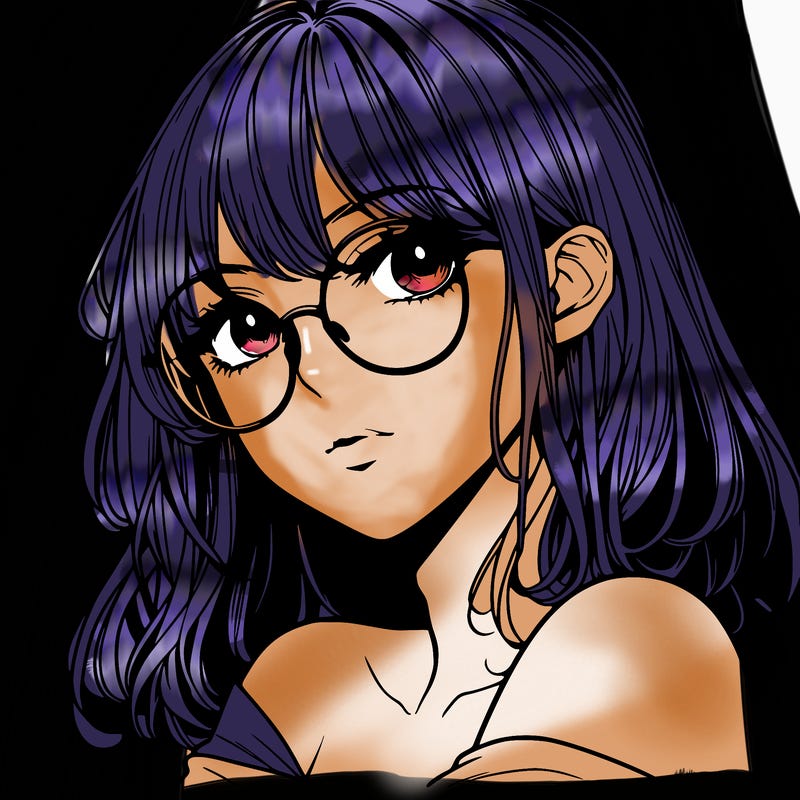 manga woman character with glasses and nice lips