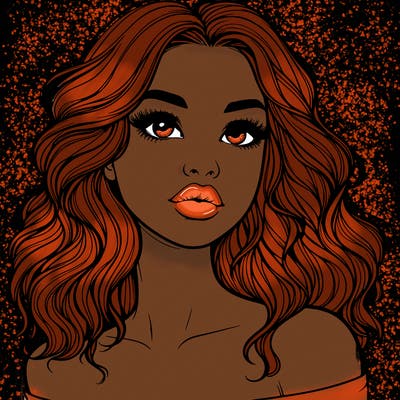 realistic girl with wavy hair and lips