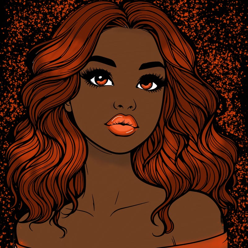 realistic girl with wavy hair and lips