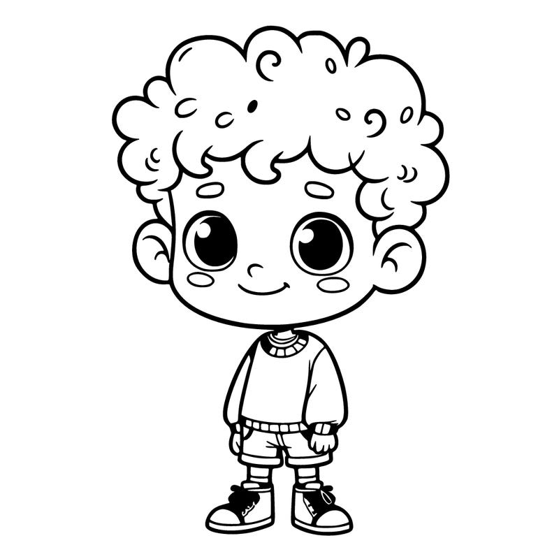 a boy with short curly hair